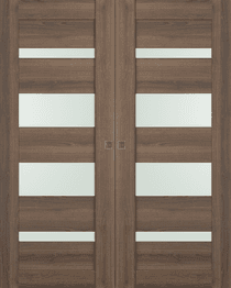 AVON 07-01 VETRO PECAN NUTWOOD DOUBLE MAGIC DOORS BELLDINNI MODERN INTERIOR DOOR - 1