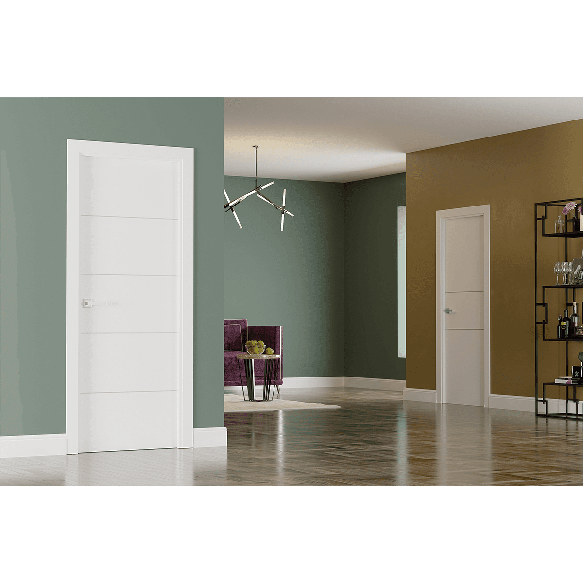 PALLADIO 2H BLACK BIANCO NOBLE POCKET DOORS BELLDINNI MODERN INTERIOR DOOR - 3