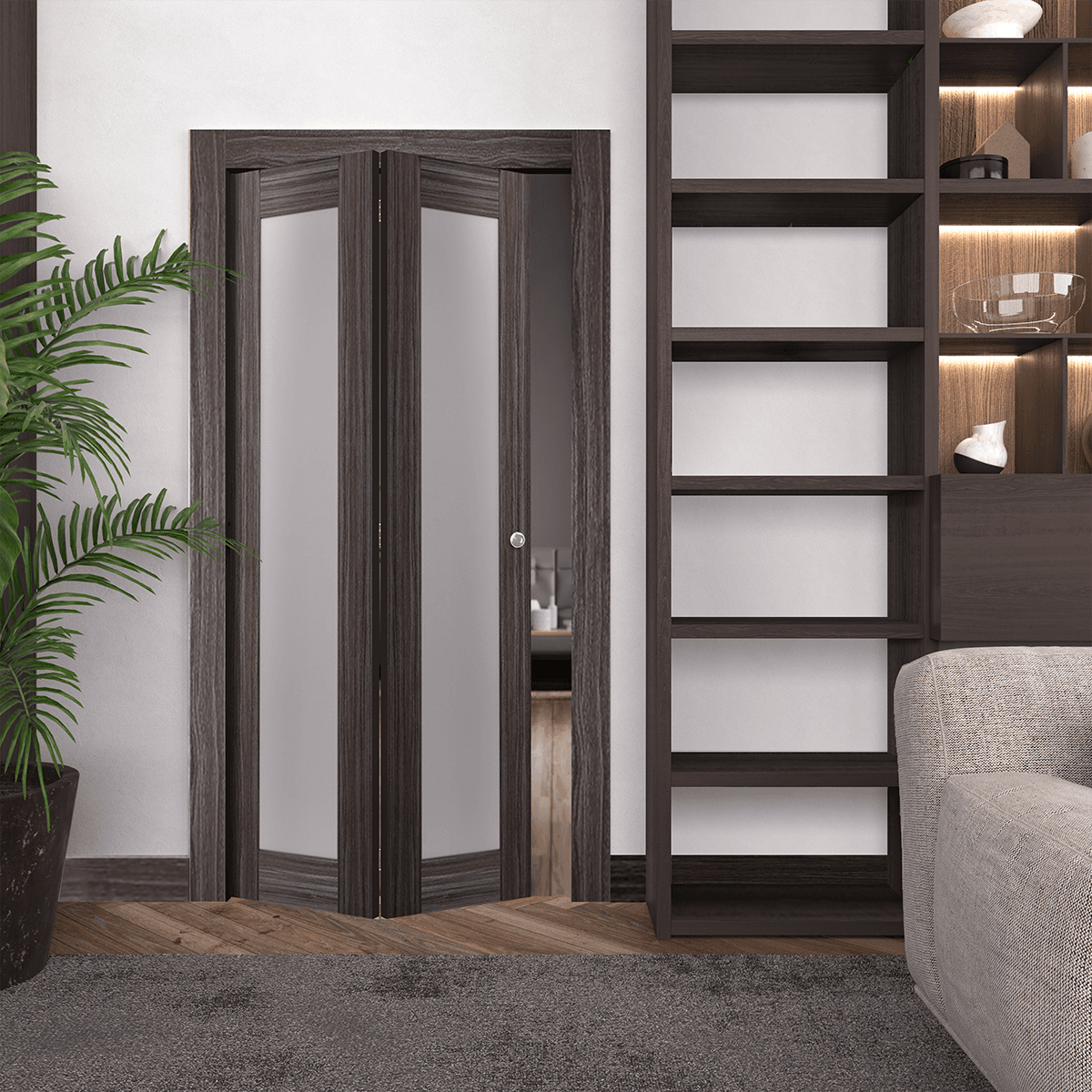 PALLADIO 207 VETRO GRAY OAK BI-FOLD BELLDINNI MODERN INTERIOR DOOR - 2