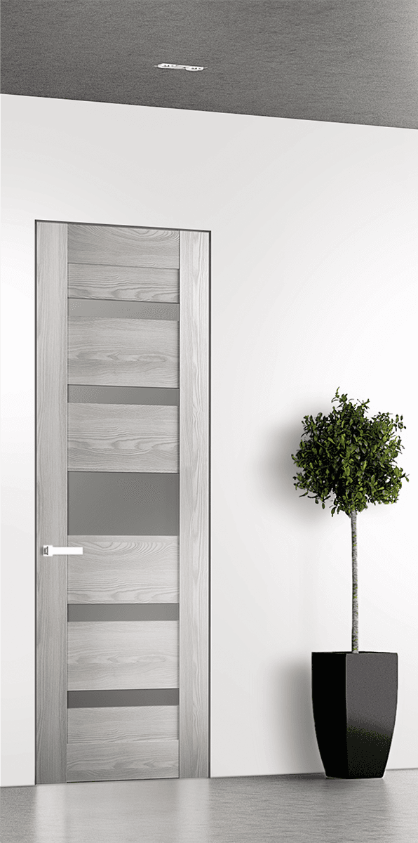 AVON 07-05 VETRO RIBEIRA ASH DOUBLE INVISIBLE METAL FRAME BELLDINNI MODERN INTERIOR DOOR - 1