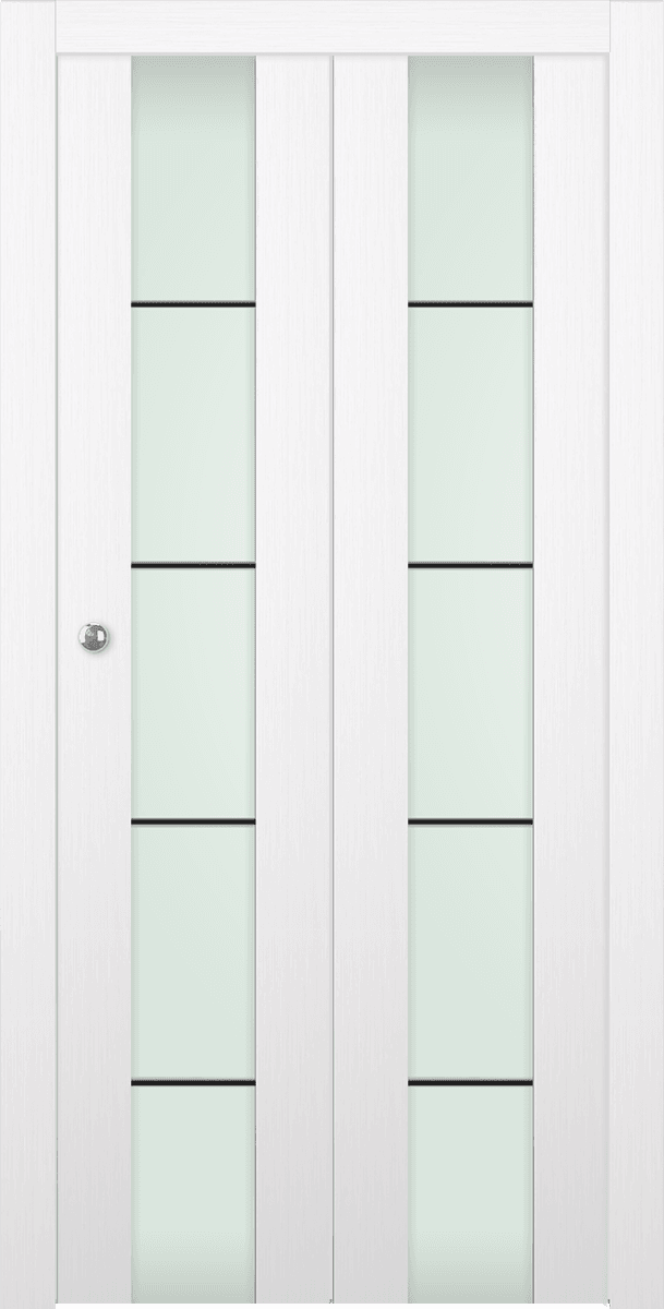 PALLADIO 202 4H BLACK STRIPS VETRO BIANCO NOBLE DOUBLE BI-FOLD DOORS BELLDINNI MODERN INTERIOR DOOR - 1