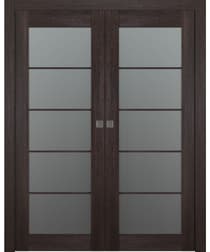 AVON 5 LITE VETRO VERALINGA OAK DOUBLE POCKET BELLDINNI MODERN INTERIOR DOOR - 1