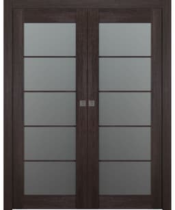 AVON 5 LITE VETRO VERALINGA OAK DOUBLE POCKET BELLDINNI MODERN INTERIOR DOOR - 1