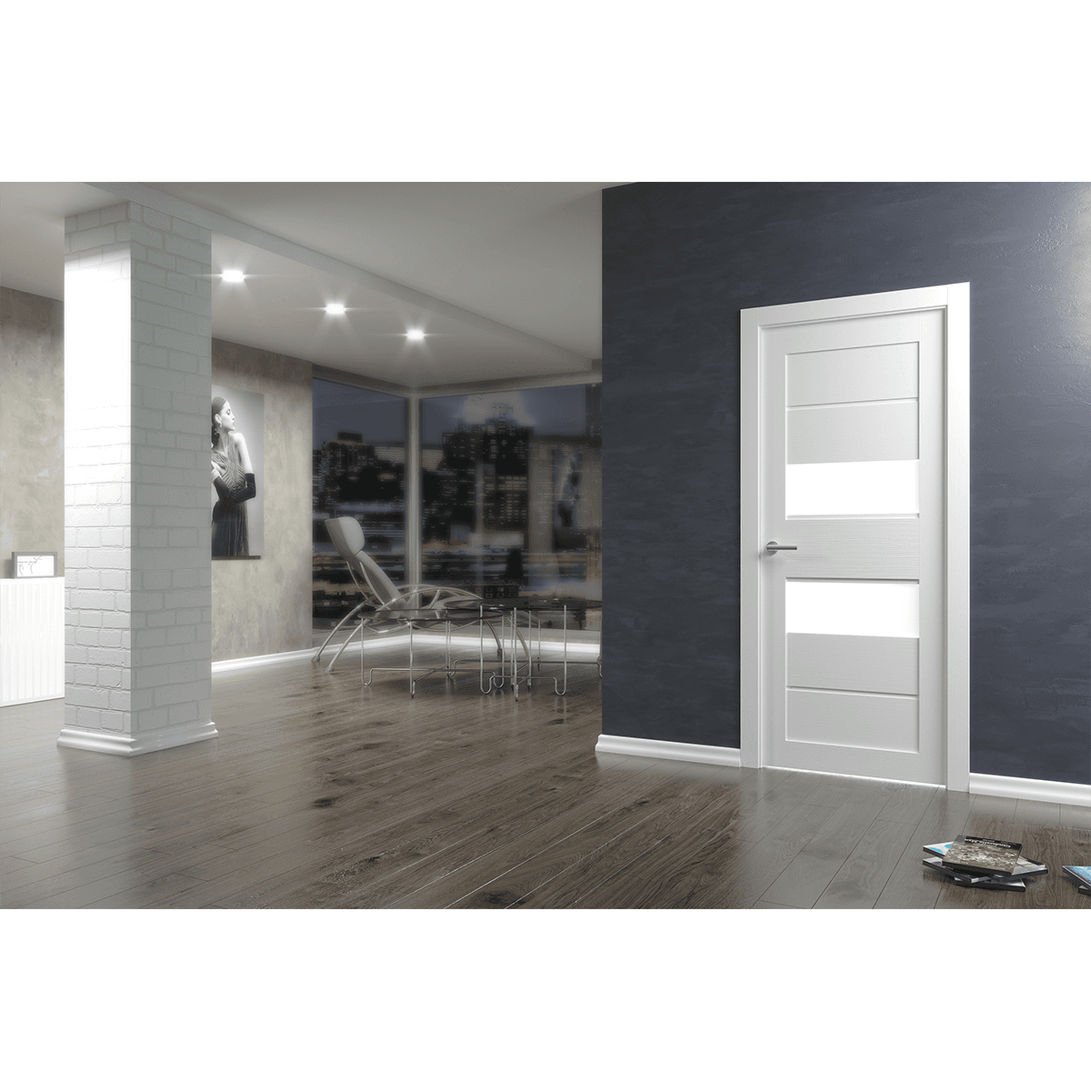 DESSA VETRO BIANCO NOBLE BARN BELLDINNI MODERN INTERIOR DOOR - 7