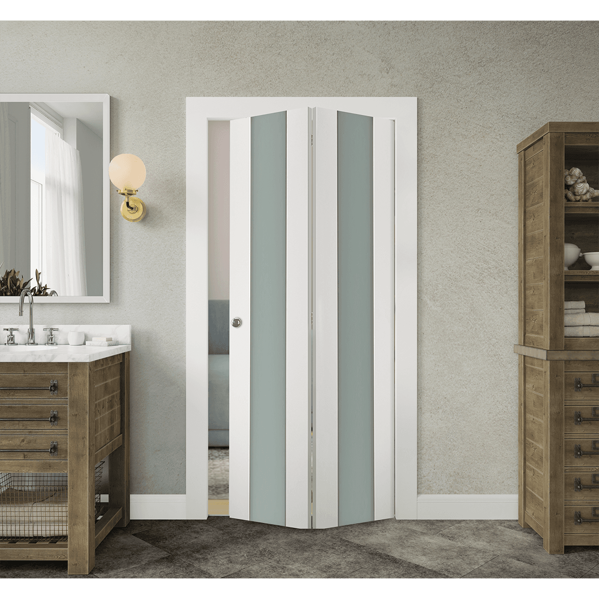 SMART PRO H3G VETRO POLAR WHITE BI-FOLD BELLDINNI MODERN INTERIOR DOOR - 2