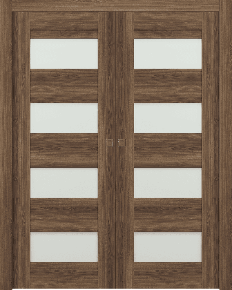 AVON 07-08 VETRO PECAN NUTWOOD DOUBLE POCKET DOORS BELLDINNI MODERN INTERIOR DOOR - 1