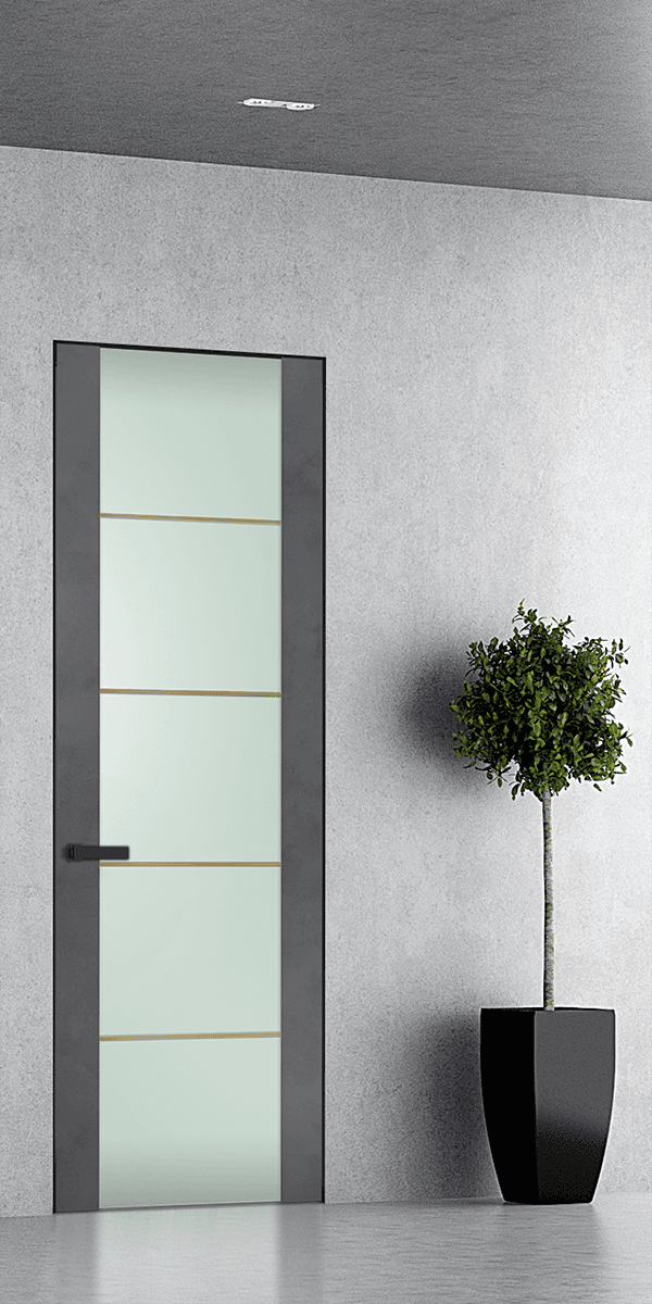 AVON 202 4H GOLD STRIPS VETRO DARK URBAN INVISIBLE METAL FRAME BELLDINNI MODERN INTERIOR DOOR - 1