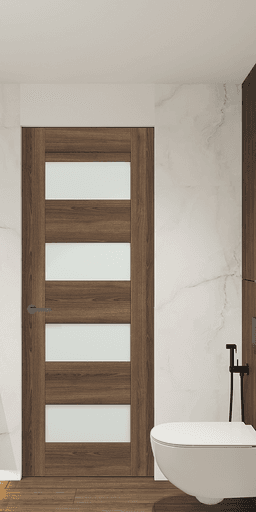 AVON 07-08 VETRO PECAN NUTWOOD DOUBLE INVISIBLE METAL FRAME BELLDINNI MODERN INTERIOR DOOR - 2