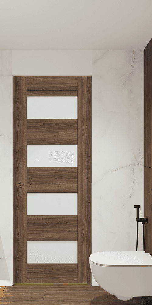 AVON 07-08 VETRO PECAN NUTWOOD DOUBLE INVISIBLE METAL FRAME BELLDINNI MODERN INTERIOR DOOR - 2