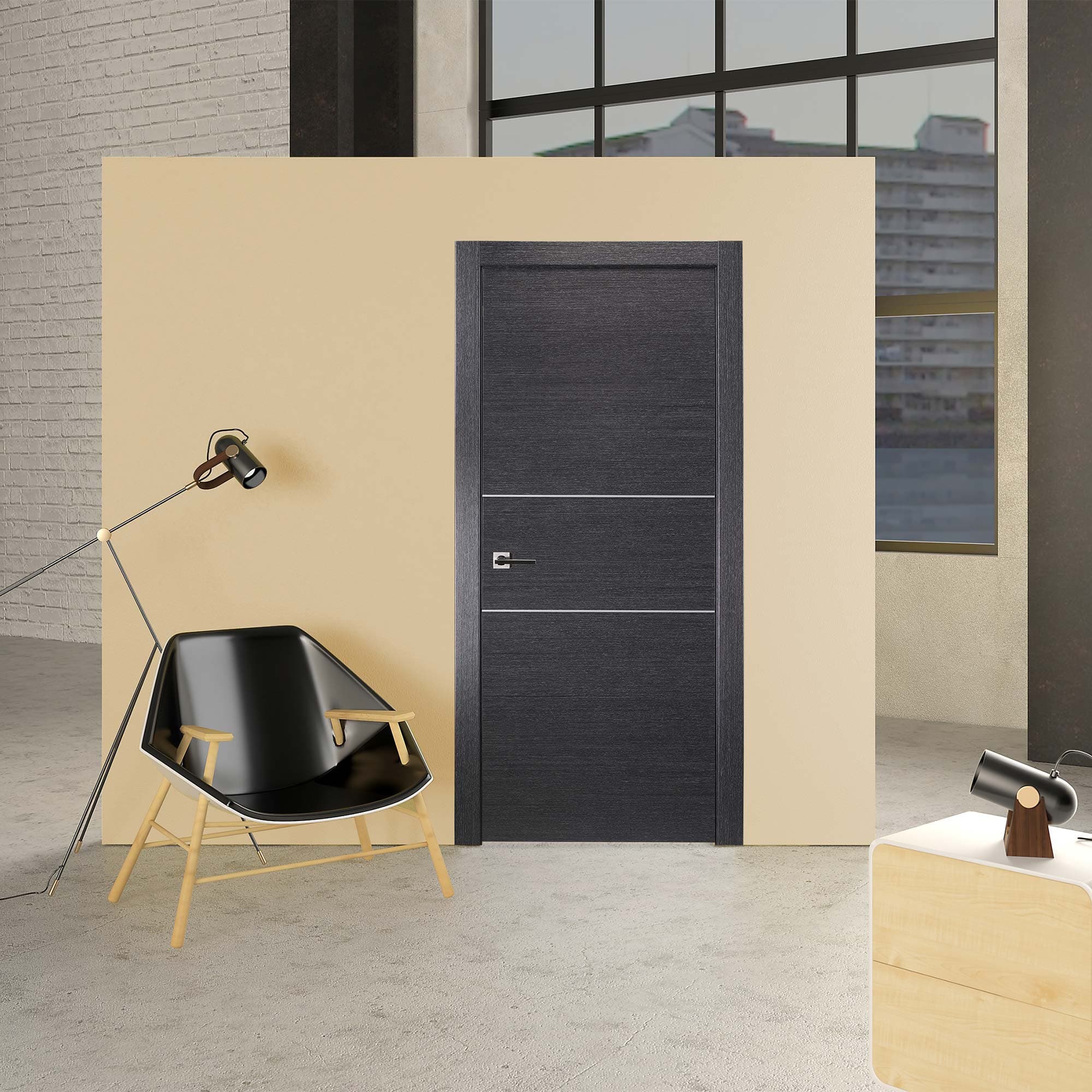 AVANTI 2H BLACK APRICOT DOUBLE POCKET BELLDINNI MODERN INTERIOR DOOR - 2