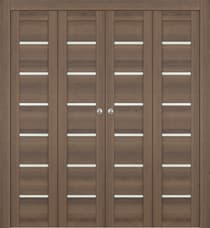 AVON 07-02 VETRO PECAN NUTWOOD DOUBLE BI-FOLD DOORS BELLDINNI MODERN INTERIOR DOOR - 1