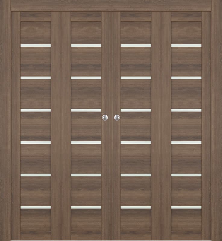 AVON 07-02 VETRO PECAN NUTWOOD DOUBLE BI-FOLD DOORS BELLDINNI MODERN INTERIOR DOOR - 1