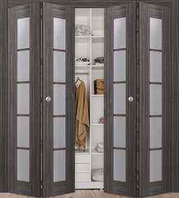 PALLADIO 5 LITE VETRO GRAY OAK DOUBLE BI-FOLD BELLDINNI MODERN INTERIOR DOOR - 1