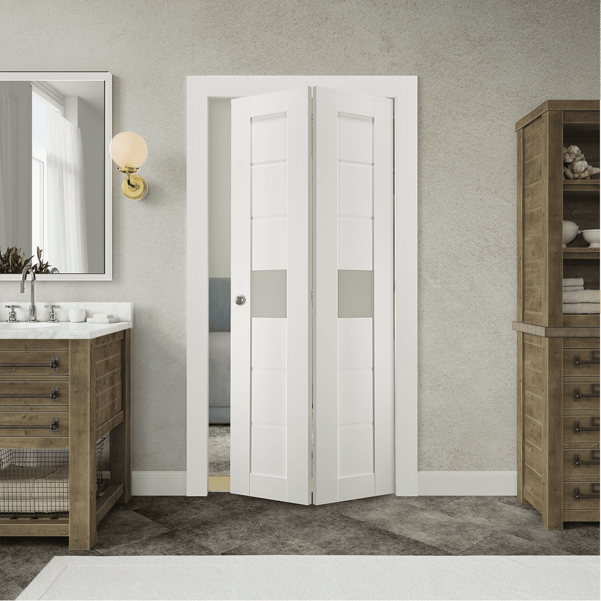 EDNA VETRO BIANCO NOBLE BI-FOLD BELLDINNI MODERN INTERIOR DOOR - 2