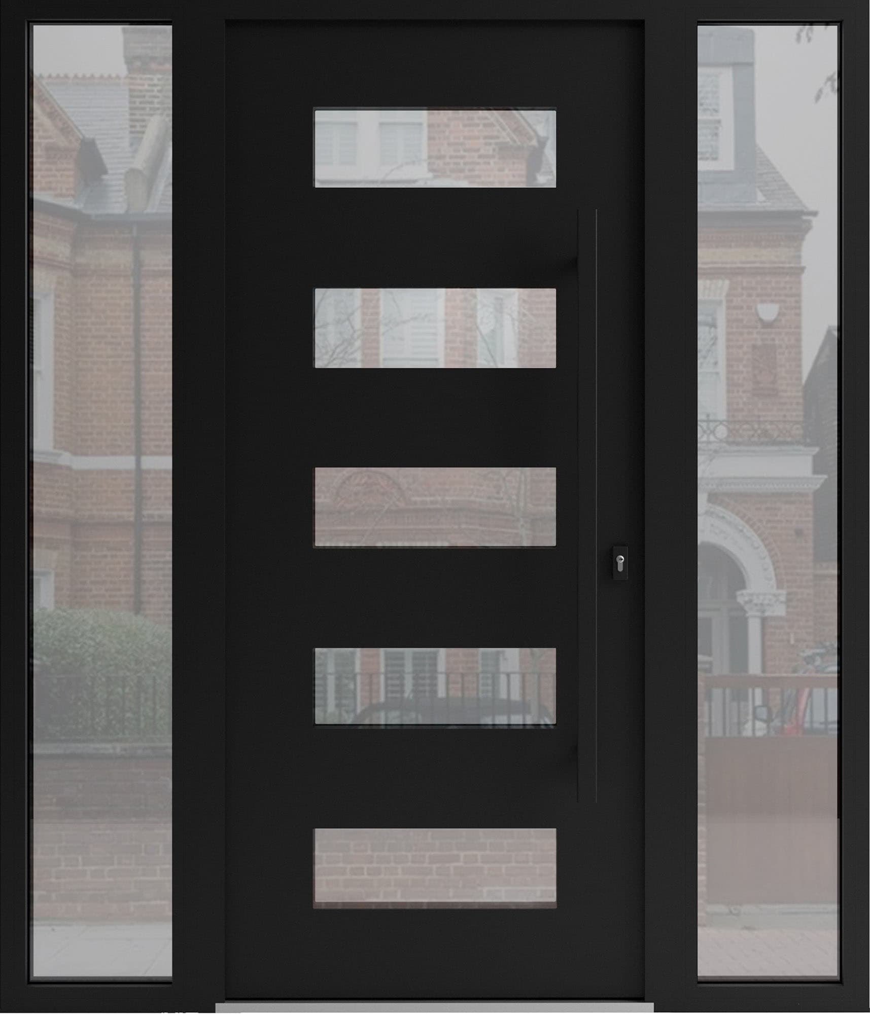 Single wrought iron modern exterior door Iron 0255 - 3