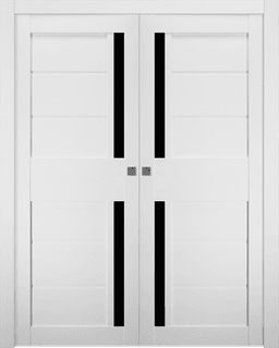 ESTA BLACK VETRO BIANCO NOBLE DOUBLE POCKET BELLDINNI MODERN INTERIOR DOOR - 1