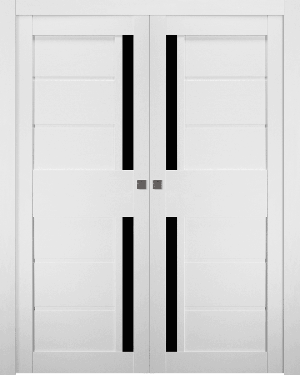 Esta Black Vetro Bianco Noble Double Pocket Belldinni Modern Interior Door