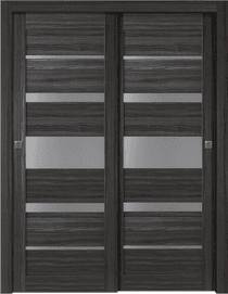 KINA VETRO GRAY OAK BYPASS DOORS BELLDINNI MODERN INTERIOR DOOR - 1