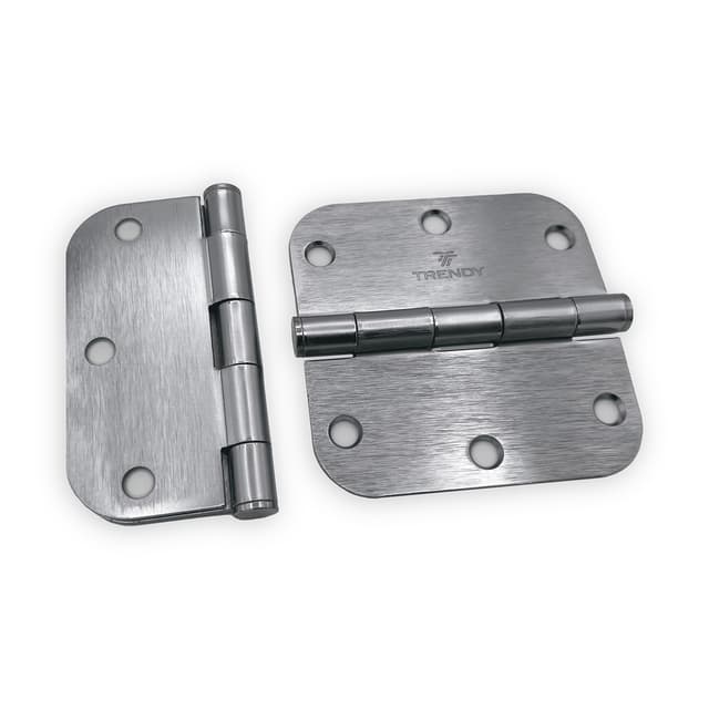 TRENDY SATIN CHROME DOOR HINGES 3.5x3.5 with 5/8  RADIUS CORNERS