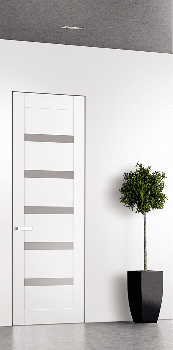 LEORA VETRO SNOW WHITE DOUBLE INVISIBLE METAL FRAME BELLDINNI MODERN INTERIOR DOOR