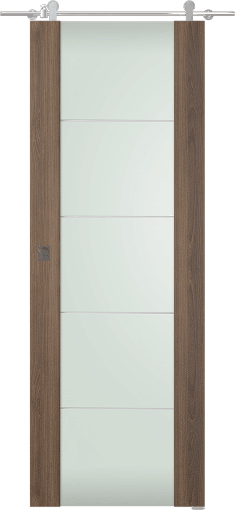 AVON 202 4H VETRO PECAN NUTWOOD BARN DOORS BELLDINNI MODERN INTERIOR DOOR