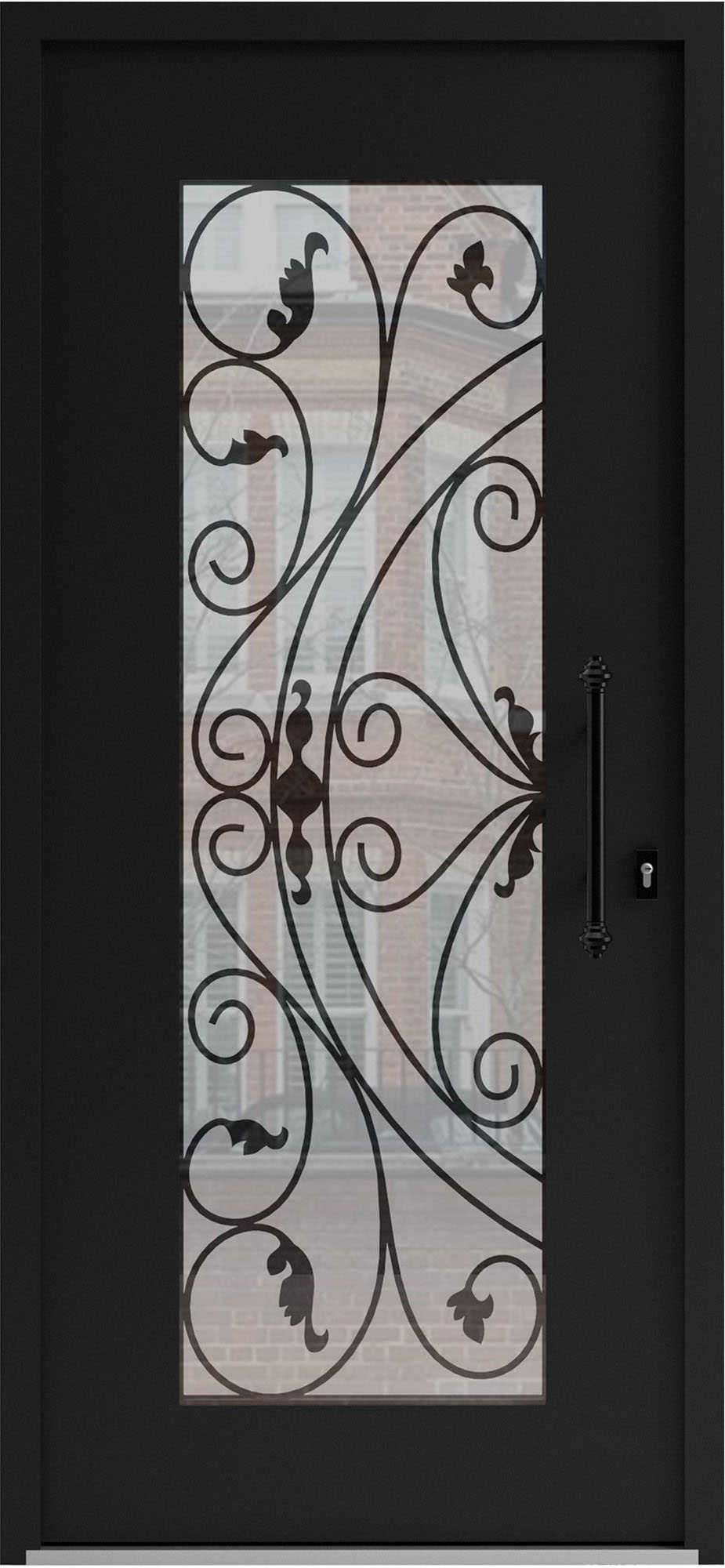 Single wrought iron modern exterior door Iron 1633