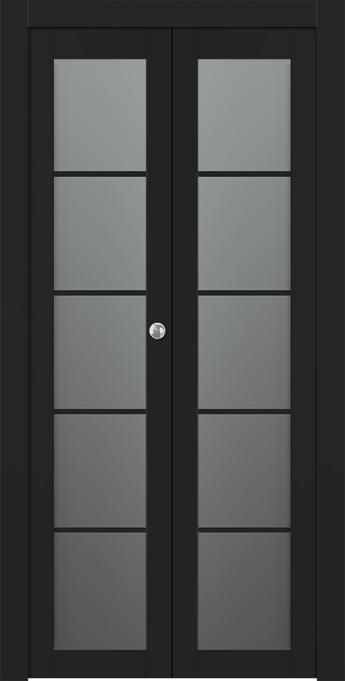 AVON 5 LITE VETRO BLACK MATTE DOUBLE BI-FOLD BELLDINNI MODERN INTERIOR DOOR