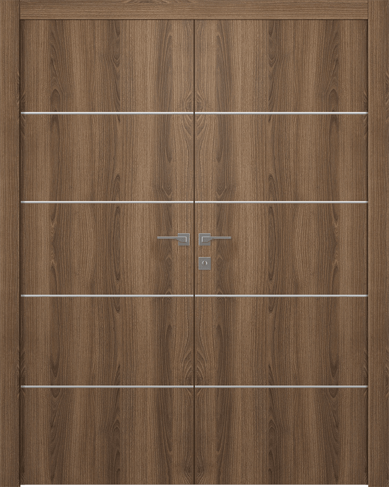 OPTIMA 4H PECAN NUTWOOD DOUBLE DOORS BELLDINNI MODERN INTERIOR DOOR