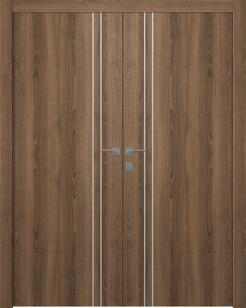 OPTIMA 2V PECAN NUTWOOD DOUBLE DOORS BELLDINNI MODERN INTERIOR DOOR