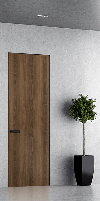 OPTIMA PECAN NUTWOOD INVISIBLE METAL FRAME BELLDINNI MODERN INTERIOR DOOR