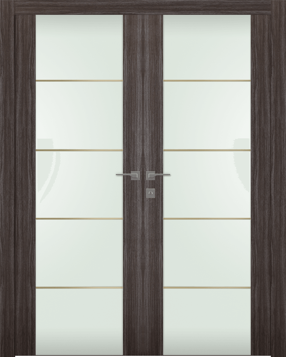 PALLADIO 202 4H GOLD STRIPS VETRO GRAY OAK DOUBLE DOORS BELLDINNI MODERN INTERIOR DOOR