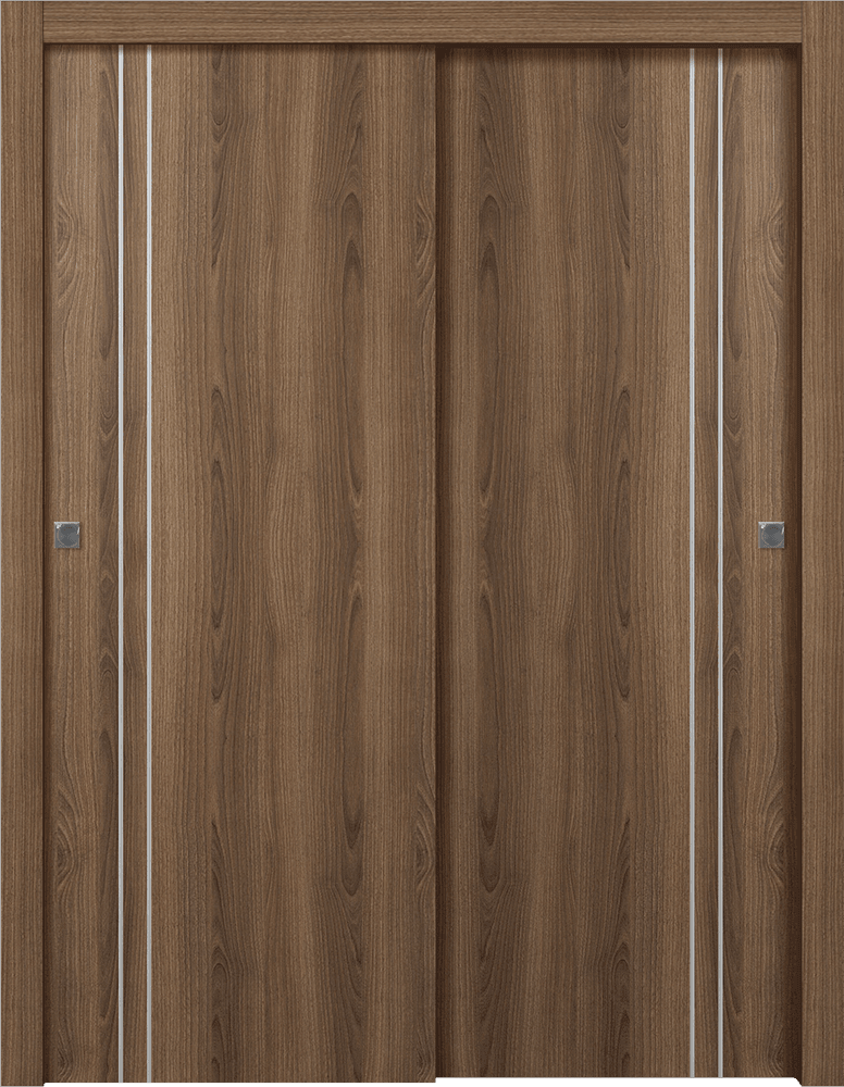 OPTIMA 2V PECAN NUTWOOD BYPASS DOORS BELLDINNI MODERN INTERIOR DOOR