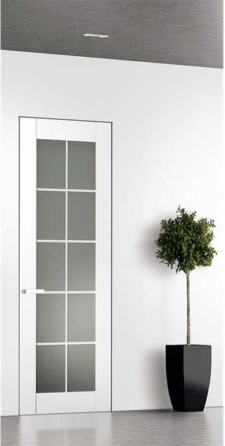 SMART PRO 10 LITE VETRO POLAR WHITE INVISIBLE METAL FRAME BELLDINNI MODERN INTERIOR DOOR