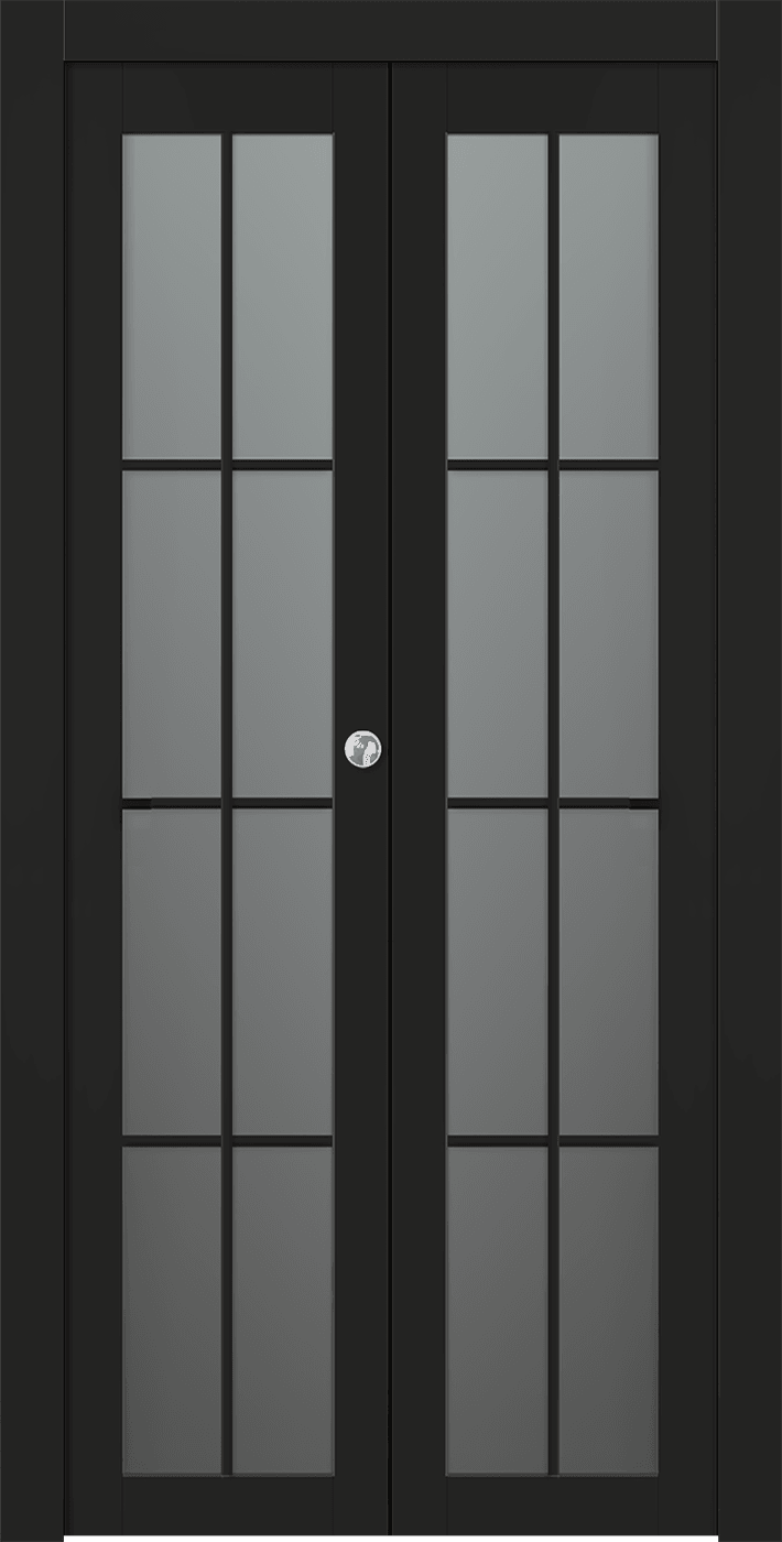 AVON 8 LITE VETRO BLACK MATTE DOUBLE BI-FOLD BELLDINNI MODERN INTERIOR DOOR