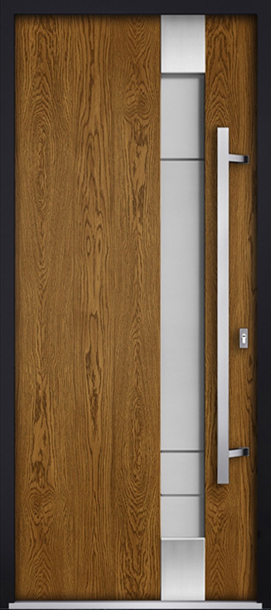 Single Modern Steel Exterior Door Deux 1713 Natural Oak
