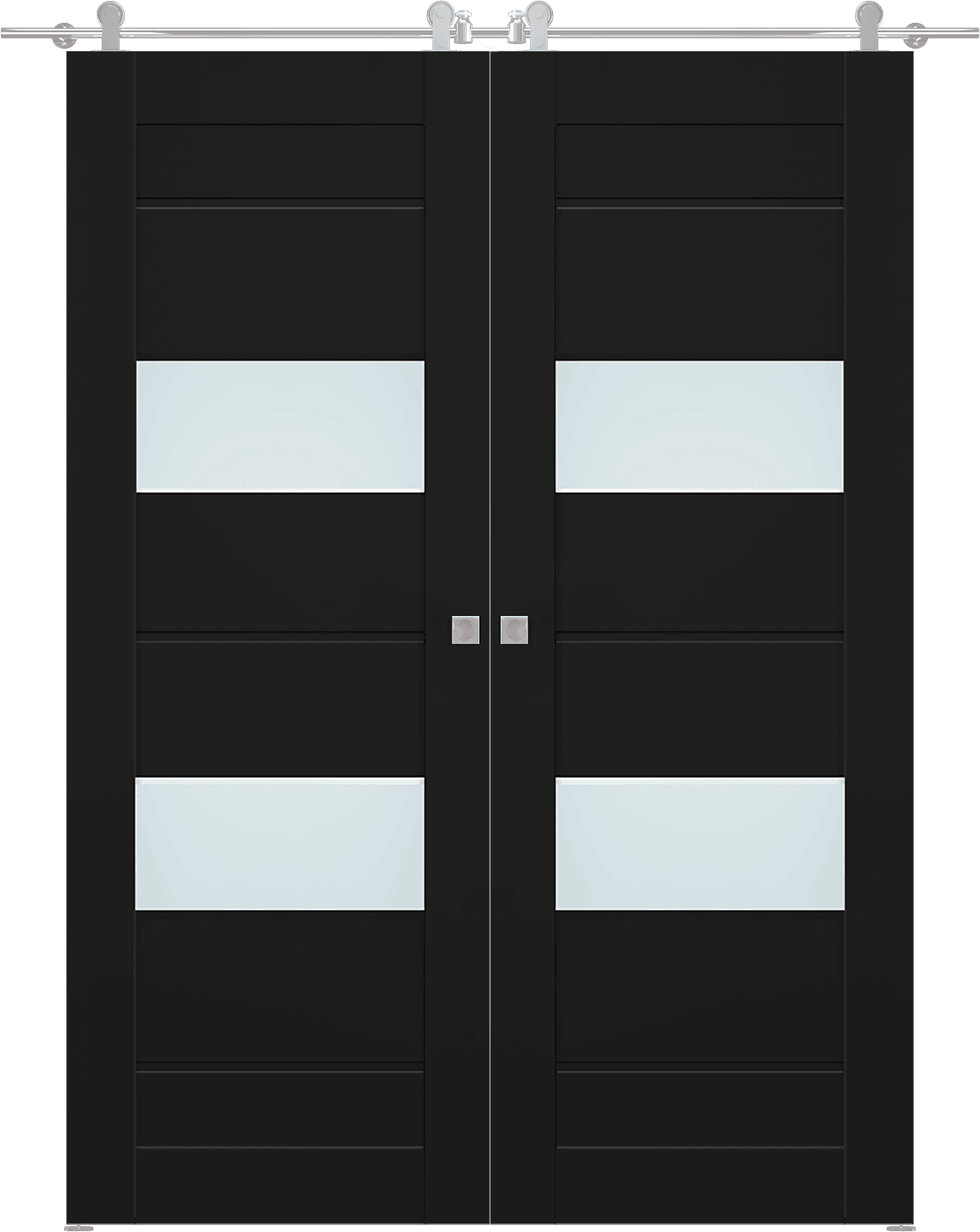 VITA VETRO BLACK MATTE DOUBLE BARN BELLDINNI MODERN INTERIOR DOOR