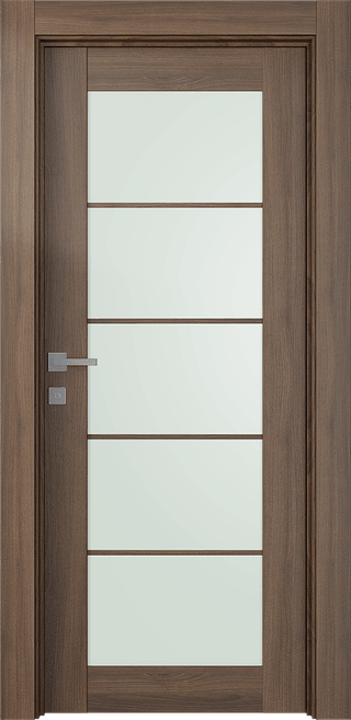 AVON 5 LITE VETRO PECAN NUTWOOD SWING DOORS BELLDINNI MODERN INTERIOR DOOR