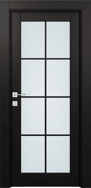 AVON 8 LITE VETRO BLACK MATTE SWING BELLDINNI MODERN INTERIOR DOOR