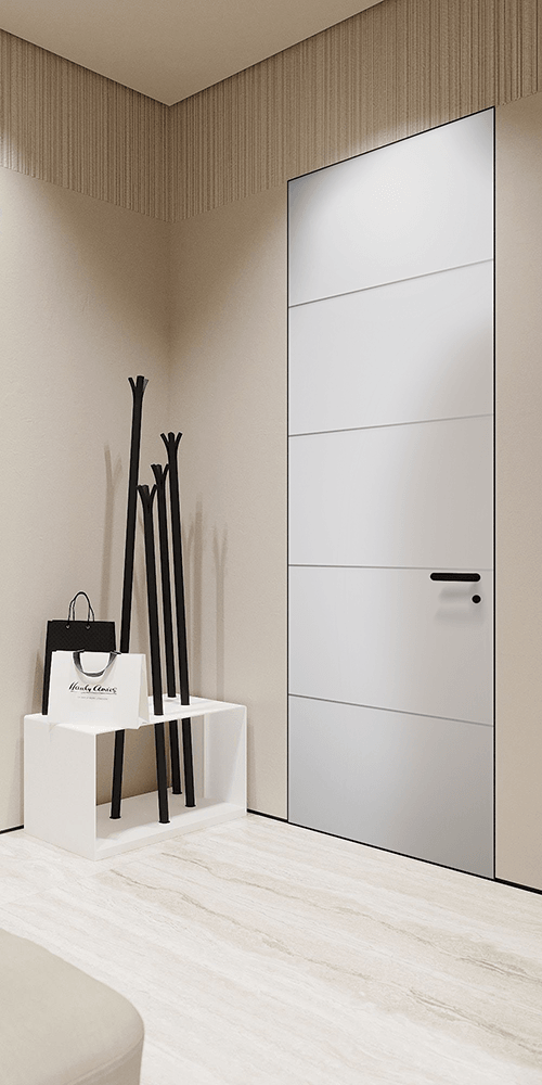 OPTIMA 4H SNOW WHITE INVISIBLE METAL FRAME BELLDINNI MODERN INTERIOR DOOR