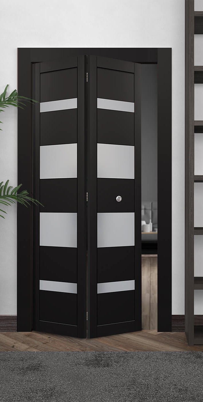 MIRELLA VETRO BLACK MATTE DOUBLE BI-FOLD BELLDINNI MODERN INTERIOR DOOR