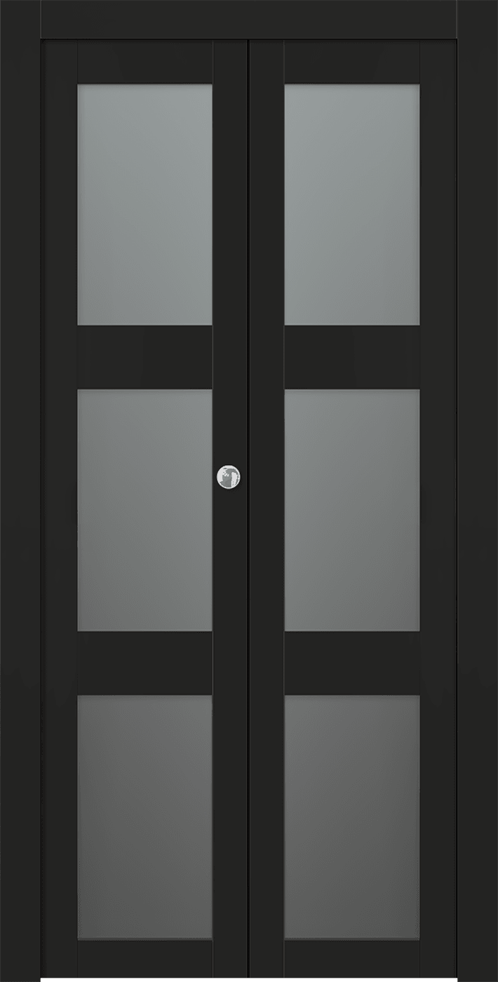 AVON 3 LITE VETRO BLACK MATTE DOUBLE BI-FOLD BELLDINNI MODERN INTERIOR DOOR