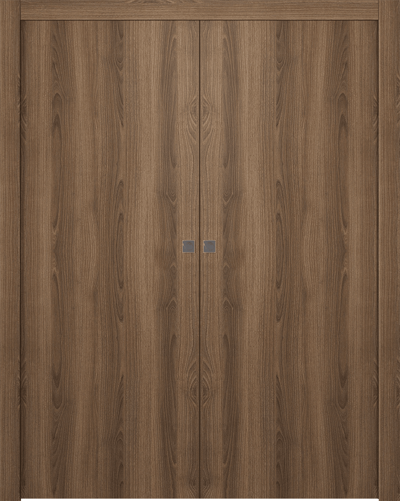 OPTIMA PECAN NUTWOOD DOUBLE POCKET DOORS BELLDINNI MODERN INTERIOR DOOR