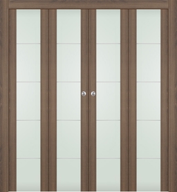 AVON 202 4H VETRO PECAN NUTWOOD DOUBLE BI-FOLD DOORS BELLDINNI MODERN INTERIOR DOOR - 1