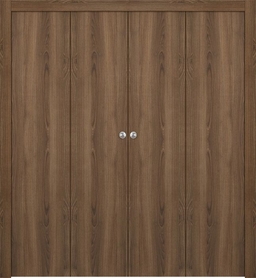 OPTIMA PECAN NUTWOOD DOUBLE BI-FOLD DOORS BELLDINNI MODERN INTERIOR DOOR - 1