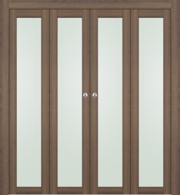 AVON 207 VETRO PECAN NUTWOOD DOUBLE BI-FOLD DOORS BELLDINNI MODERN INTERIOR DOOR - 1