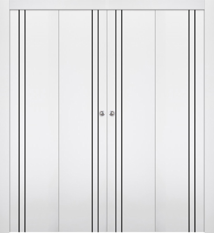 OPTIMA 2V BLACK SNOW WHITE DOUBLE BI-FOLD DOORS BELLDINNI MODERN INTERIOR DOOR