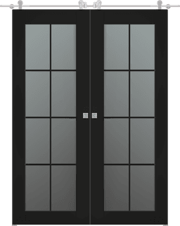 AVON 8 LITE VETRO BLACK MATTE DOUBLE BARN BELLDINNI MODERN INTERIOR DOOR - 1