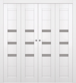 DORA VETRO SNOW WHITE DOUBLE BI-FOLD BELLDINNI MODERN INTERIOR DOOR - 1