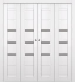 DORA VETRO SNOW WHITE DOUBLE BI-FOLD BELLDINNI MODERN INTERIOR DOOR - 1