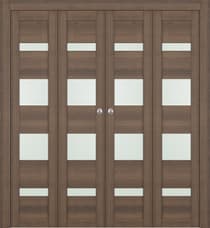 AVON 07-01 VETRO PECAN NUTWOOD DOUBLE BI-FOLD DOORS BELLDINNI MODERN INTERIOR DOOR - 1